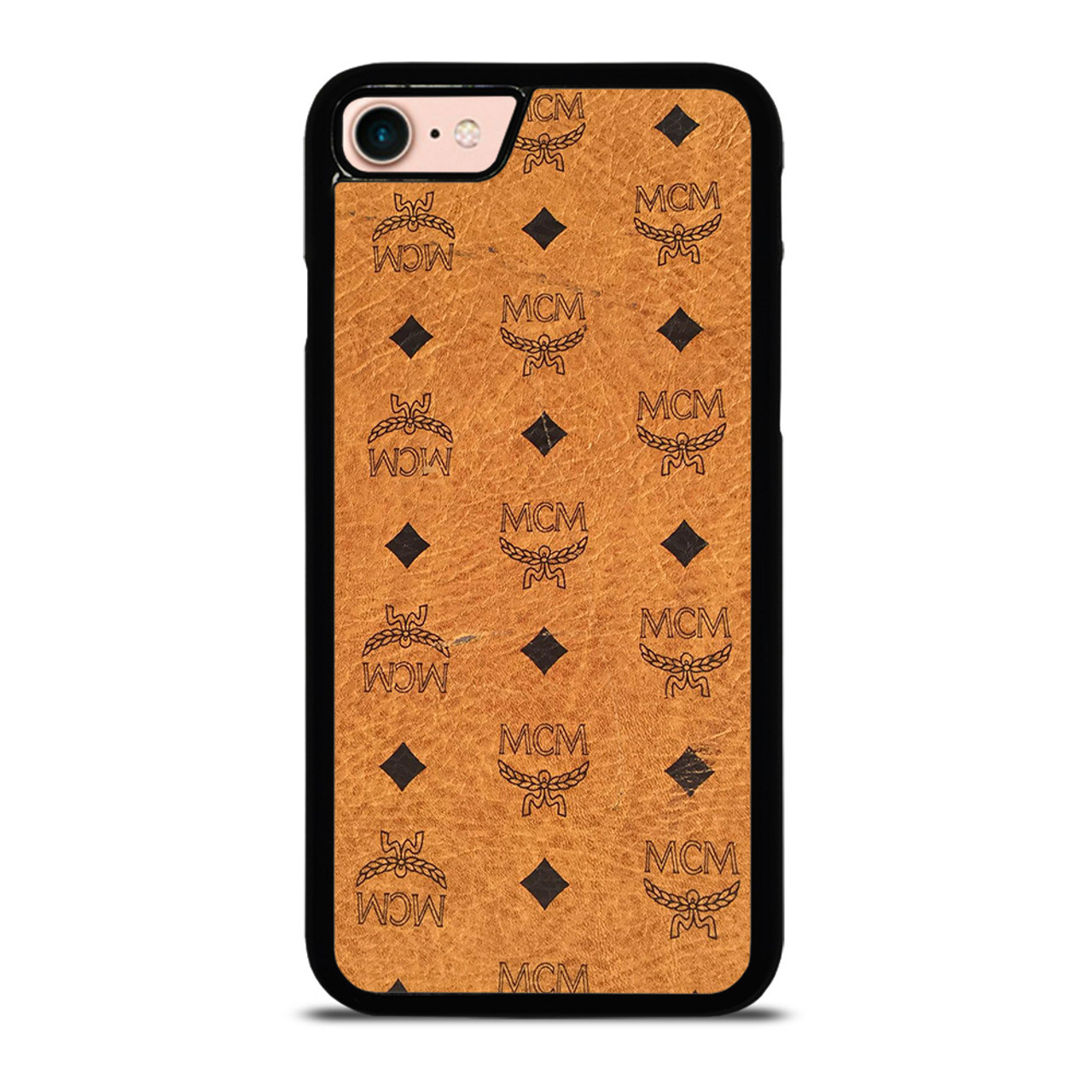 MCM WORLD WIDE BROWN LEATHER iPhone 8 Case Cover